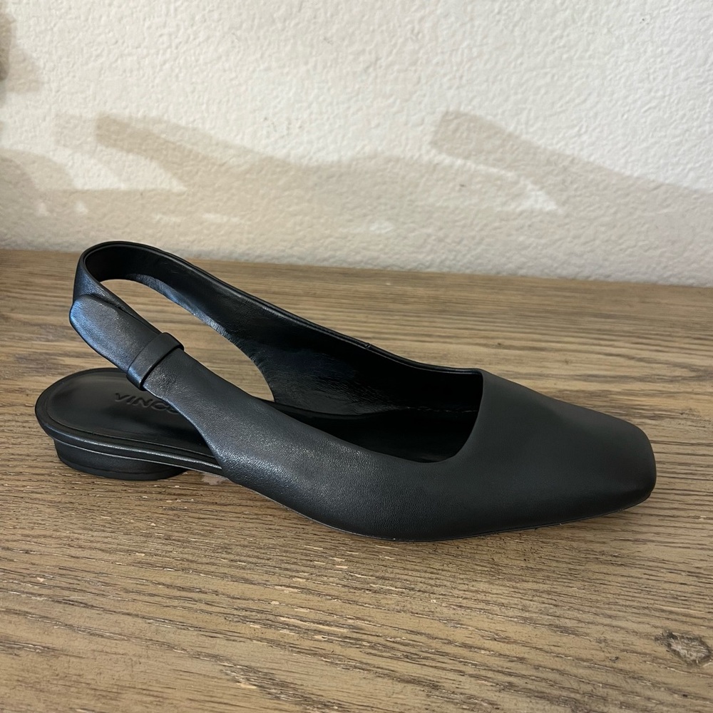 Vince Vida Slingback black soft leather flat square toe sz 8.5 - Picture 3 of 12